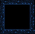 Square or rectangular Blue frame with blue Sparkling Stars around it 13