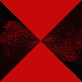 black and red graphic design. 4 triangles. feather texture pattern