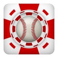 Square red casino chips of baseball sports betting