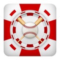 Square red casino chips of baseball sports betting