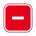 Square red minus sign icon, button. Flat remove, negative symbol isolated on a white background.