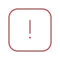 Square red thin line exclamation point icon, button, attention symbol isolated on a white background. Royalty Free Stock Photo