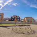 Square Residential kids playground with climbing dome during day Royalty Free Stock Photo