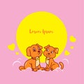 Cute couple dogs. Vector Illustration