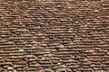 Square roof tiles plain clay pattern weathered Royalty Free Stock Photo