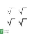 Square root icon, math symbol, line style. mathematics formula