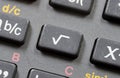 Square root math operation symbol, sqrt icon on a scientific calculator button, key object macro detail extreme closeup, nobody Royalty Free Stock Photo