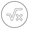 Square root of x axis icon black color vector illustration simple image