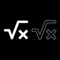 Square root of x axis icon set white color illustration flat style simple image