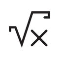 Square root of x signs icon vector sign and symbol isolated on white background, Square root of x signs logo concept