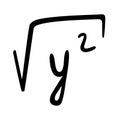 Square Root of Y, Hand Drawn Mathematical Second Root Symbol Doodle. Isolated. Vector Illustration Royalty Free Stock Photo