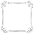 Square rope frame with loops in corners, twine simple border Royalty Free Stock Photo