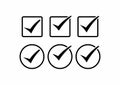 Square and rounded vector checkmark icons set