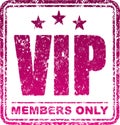 Square rubber stamp Vip. Members only. Vector illustration.