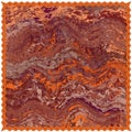 Square rug, mat, carpet, napkin, plaid , serviette ,tapestry with weave abstract oriental grunge wavy stain pattern in orange,