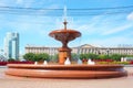 Square in Russia Khabarovsk. Lenin Square. Fountain, sunny day