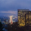 Square Salt Lake City viewed from Utah State Capital Building against mountain and sky Royalty Free Stock Photo