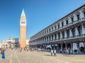 Square San Marco with tower and building Procuratie Nuove in Venice