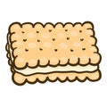 Square sandwich biscuit icon, hand drawn style