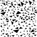 Square seamless background pattern from black triangle symbols are different sizes and opacity. The pattern is evenly Royalty Free Stock Photo