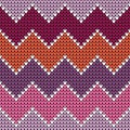 Seamless Pattern Big Knitted Zigzag Pink Orange Purple