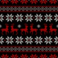 Seamless Pattern Christmas Norwegian Style Embroidery Red White Black