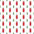 Seamless pattern of 3D red and green pills on a white background. Tablets are large and small. Royalty Free Stock Photo
