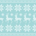 Seamless Pattern Norwegian Style Embroidery Reindeers Lines Turquoise White