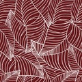 Square seamless poster with abstract leaves pattern at light burgundy background