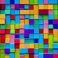 Square Serenade: An image of a geometric pattern created with squares, in a mix of bold and muted colors4, Generative AI