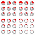 Square Set Of Different Round Graphic Pie Charts Red And Gray Royalty Free Stock Photo