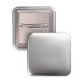 Square shape badge pin brooch silver color. Mock Up.
