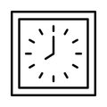 square shape wall clock. outline vector. showing eight o\' clock. vector illustration.