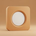 Square-shaped, beige, abstract geometric object with rounded edges. Central circular Royalty Free Stock Photo