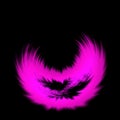 pink purple and black graphic design. feather with spiked edges