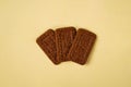 Square-shaped chocolate biscuits are suitable as a side snack to the breakfast menu.
