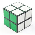 Square shaped cube with green square on white background Royalty Free Stock Photo