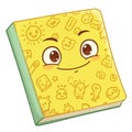 Square-shaped object with a smiling face, featuring large eyes and a slight blush. The Royalty Free Stock Photo