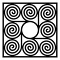 Square shaped tile made of eight spirals around a circle