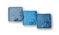 Square shiny blue crushed eyeshadow for make up as sample of cosmetic product