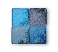 Square shiny blue crushed eyeshadow for make up as sample of cosmetic product