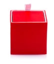 Square shiny red gift box isolated on white