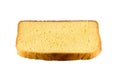 Square slice of the yellow toast bread isolated over the white background, side view. Royalty Free Stock Photo