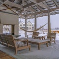 Square Snowy patio of a clubhouse in Daybreak Utah