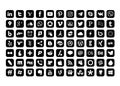 77 Square Social Media Icons black.Isolated on white background. Royalty Free Stock Photo