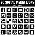 Square social media icons collection with rounded corners - black