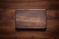 Square solid wood chopping board on table. wooden board on table.