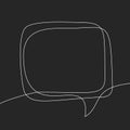 Square speech bubble continuous one line drawing doodle style, Graphics vector minimalist linear illustration