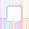 Square speech bubble made of one continuous line on multicolored striped background, Vector