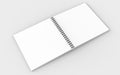 Square spiral binding notebook mock up isolated on soft gray background. 3D illustrating.